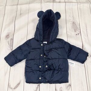 Navy Bear Puffer Winter Coat - Baby Size 3-6 Months
